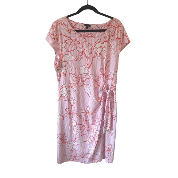 Talbots Dresses & Skirts - Talbots Womens XL Pink Orange Striped Floral Side Tie Sheath Dress VN5297
